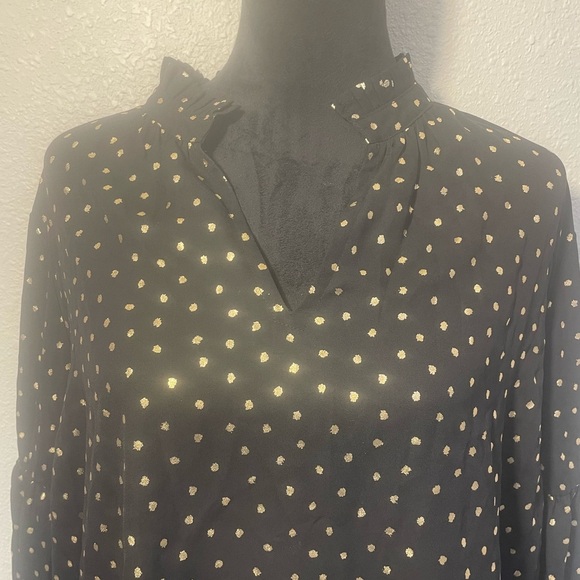 Lane Bryant Black and Gold Polka Dot Blouse - Size 16 - Picture 3 of 11